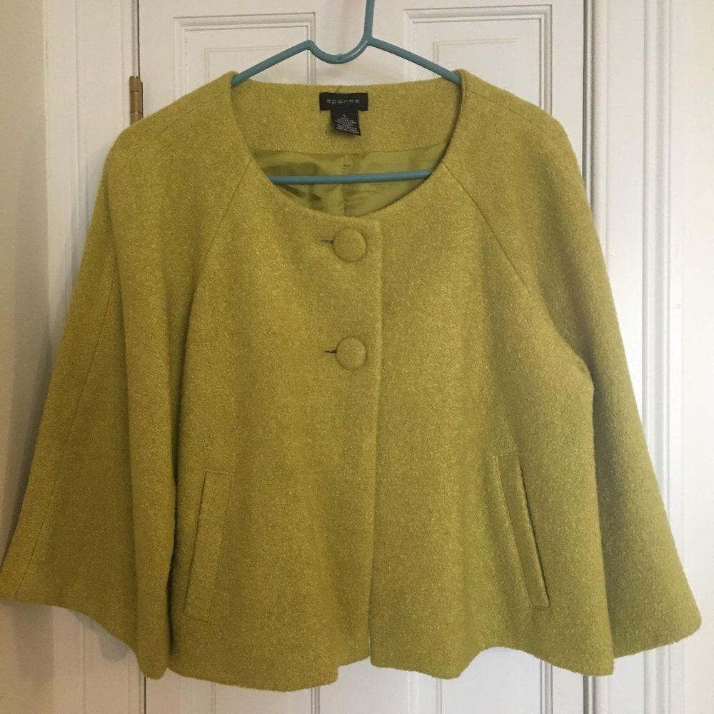 Spense Green Wool Blend Cropped Coat